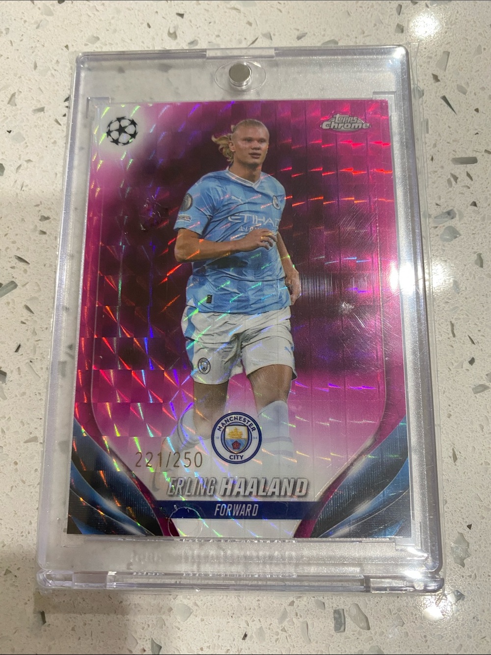 Topps Blue and White Soccer Card Back - Erling Haaland